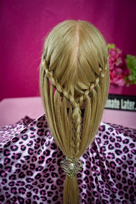 Loosely wave the hair using a soft tong first, as this will help to shape the hair much easier. Faux Waterfall Braid | Ponytail styles, Braided hairstyles ...