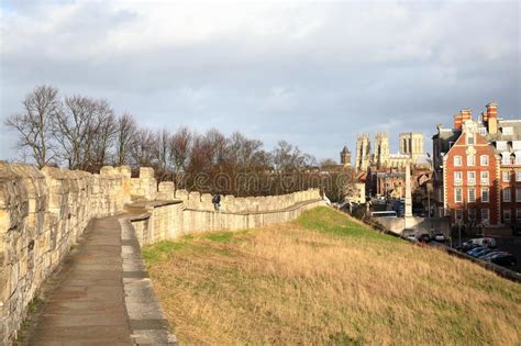York England The City Walls With The Minster In The Background