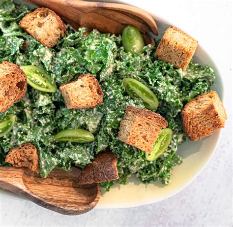 Super Easy Kale Caesar Salad Recipe The Addy Bean