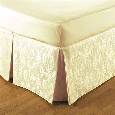 Damask Style Easy Fit Valance Double Bed Size In Cream Uk