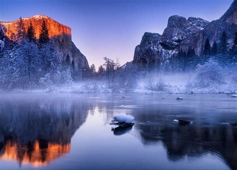 Nature River Snow Winter Yosemite National Park 4k Hd Wallpaper