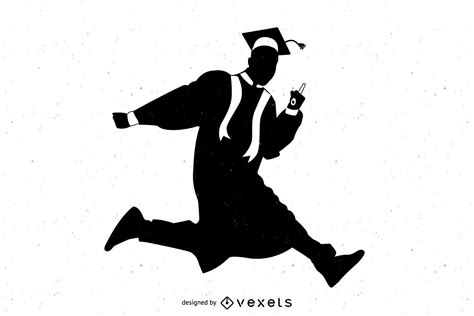 Happy Graduate Silhouette Jumping In The Air Vector Download