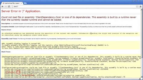 Troubleshooting Could Not Load File Or Assembly Error