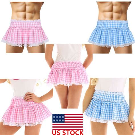 ️ Women Sissy Lace Short Skirt Gingham A Line Mini Skirt Fancy Dress Pleated Skirt 🔥 купить