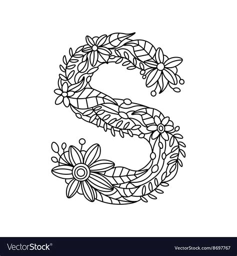 Printable letter s coloring pages view color by letters coloring. Letter S coloring book for adults Royalty Free Vector Image