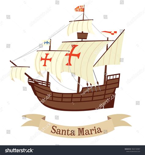 Caravel Santa Maria Ship Christopher Columbus Stock Vector Royalty