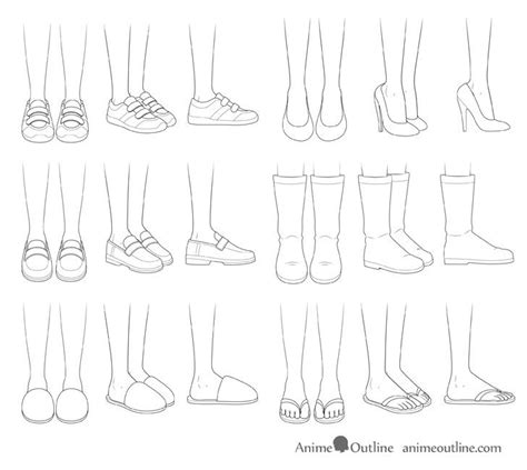 Slippers worn on legs that is lifted up. How to Draw Anime Shoes Step by Step - AnimeOutline | Feet ...