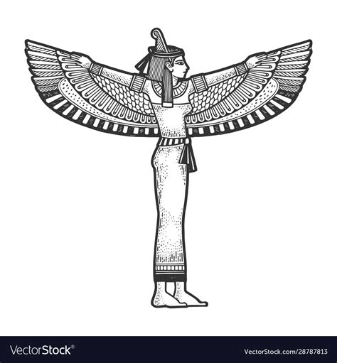 Isis Ancient Egyptian Mother Goddess Sketch Vector Image