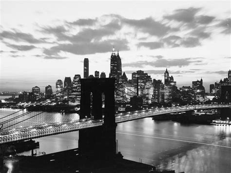 1956 Brooklyn Bridge And Lower Manhattan At Dusk © Mcny Co Flickr