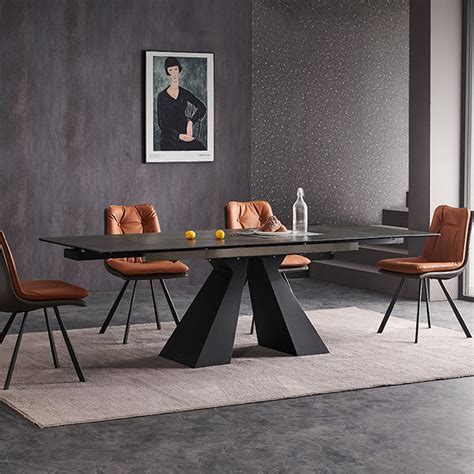 Italian Minimalist Retractable Rectangular Ceramic Dining Table