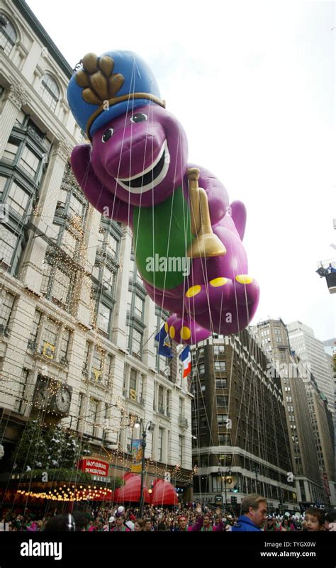 The Barney Balloon Floats Down To Herrald Square In The Macys 78th