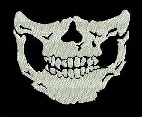 Skull Smile Mouth Mask Skeleton Smile Embroidery Desig For Etsy