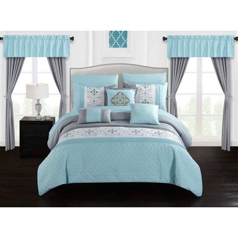 Chic Home King 20pc Herta Bed In A Bag Comforter Set Aqua For Sale
