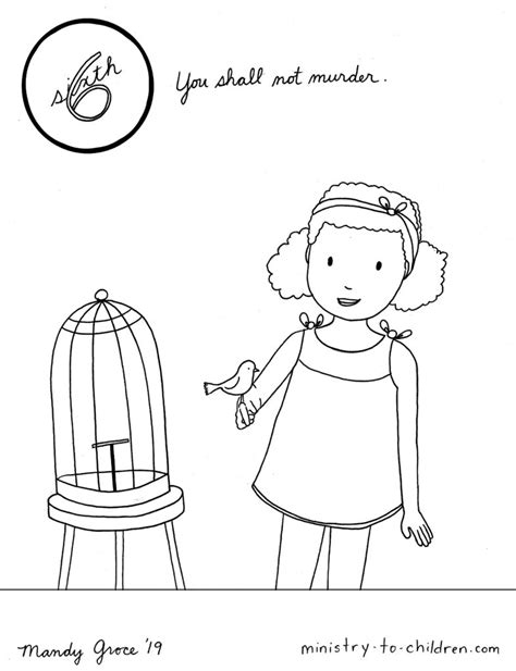 6th Commandment Coloring Page You Shall Not Murder Kids Bible Lessons