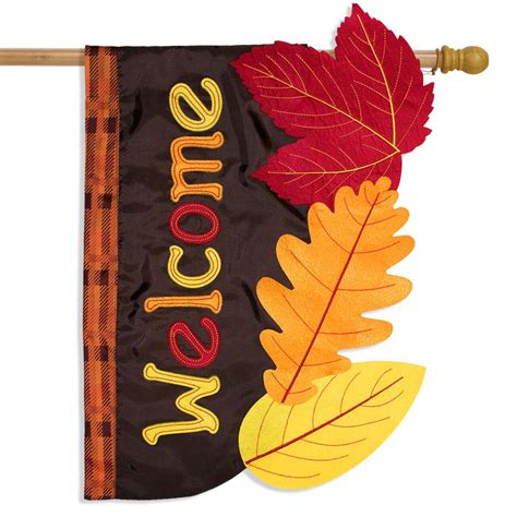 Fall Leaves Applique House Flag