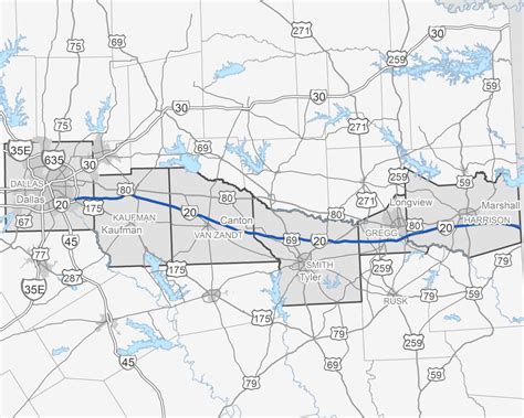 Interstate 20 Interstate Guide Texas Mile Marker Map I 20