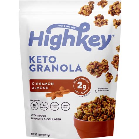 Highkey Snacks Keto Granola Low Carb Cereal Snack No Sugar Added