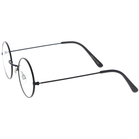 classic small metal frame slim temples clear lens round eyeglasses 44mm