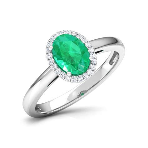 Buy Halo Emerald Birthstone Diamond Ring Online Caratlane
