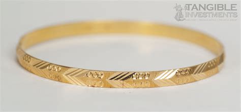 18k Solid Yellow Gold Womens Bangle Bracelet 77 Length Tangible