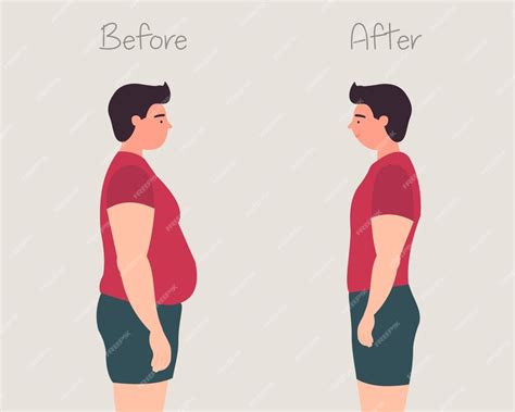 Premium Vector Men Fat And Slim Body After Weight Loss Weight Loss
