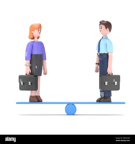 Equal Weight Business Person Business Seesaw And Balance3d Rendering