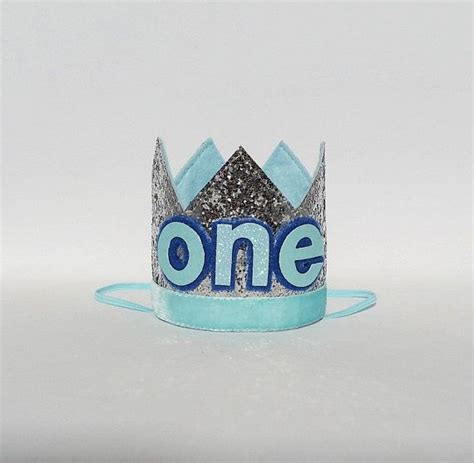 Boy First Birthday Crown In Silver And Light Blue 1st Cake Smash Party