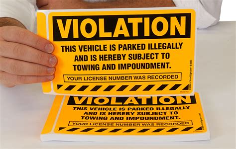 Insanely Sticky 8x5 Towing Parking Violation Stickers For Vehicles