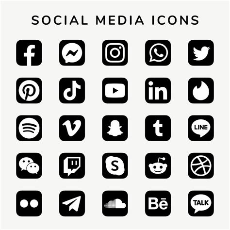 Social Media Icons Vector Set Premium Vector Rawpixel