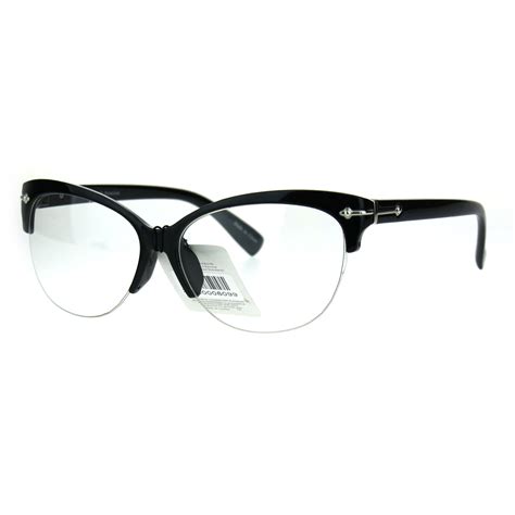 Fashion Half Rim Womens Cat Eye Clear Lens Horned Glasses Ebay