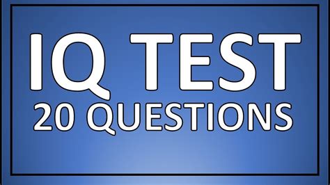 Iq Test 20 Real Iq Test Questions Youtube