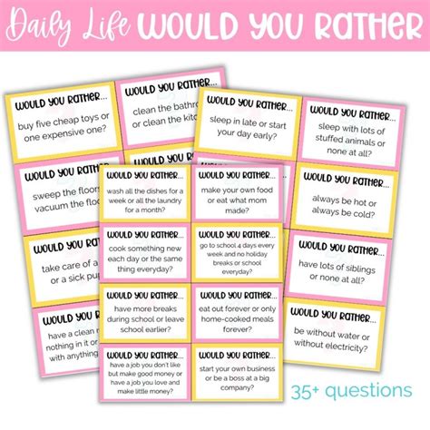 Printable Would You Rather Question Cards Cheerful Shop