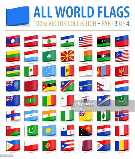 World Flags Vector Label Tag Flat Icons Part 3 Of 4 High Res Vector