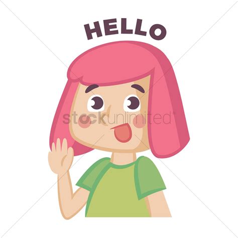 Cartoon Girl Saying Hello Vector Image 1955722 Stockunlimited
