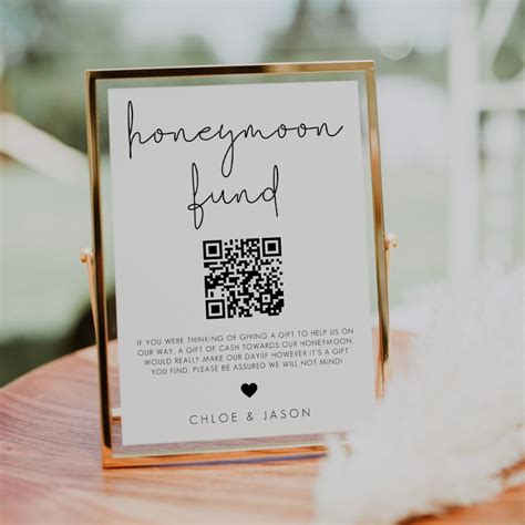 Honeymoon Fund Qr Code Sign Template Minimalist Wedding Qr Etsy