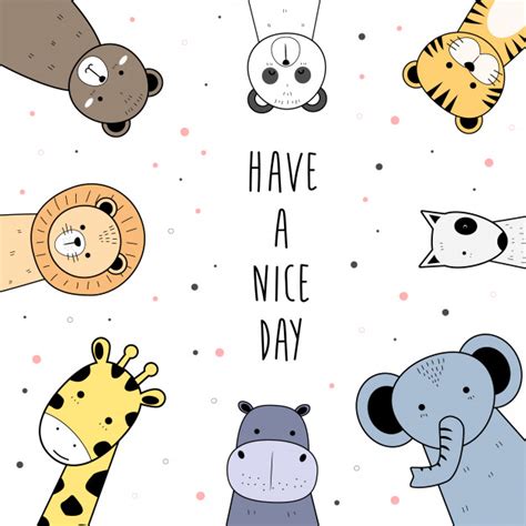 Cute Wild Animals Greeting Cartoon Doodle Background Vector Premium Download