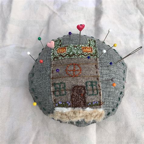 Large Pin Cushion Approx 5 Inches Handmade Textile Art Etsy
