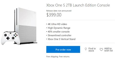 Xbox One S 2tb Launch Edition 399 Pre Order Now Live At The Microsoft