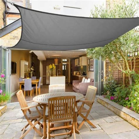 Grey Square 3x34x4m Retractable Sun Shade Shelter 160gsm Hdpe Farbic