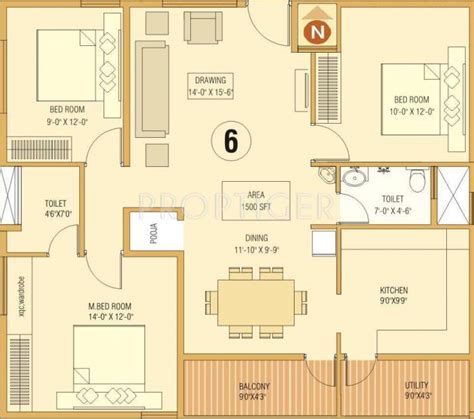 3 Bhk House Plan With Dimensions Smm Medyan