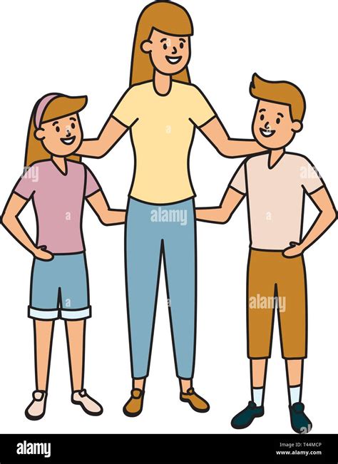 mom with son and daughter stock vector image and art alamy