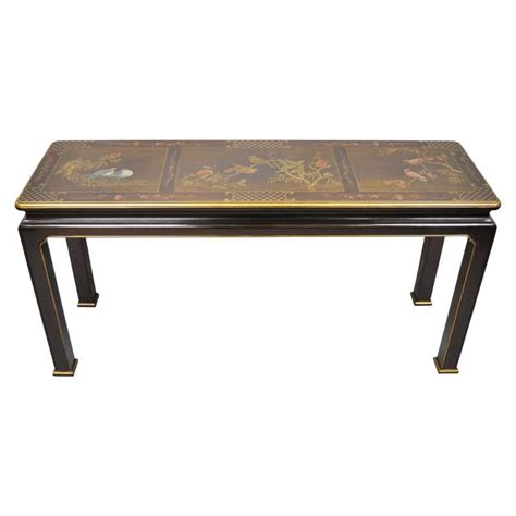 Vintage Mahogany Petite Asian Modern Chinoiserie Sofa Table Console At
