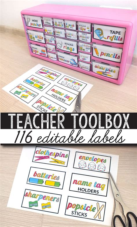 Teacher Toolbox Labels Editable Classroom Supply Labels With Pictures