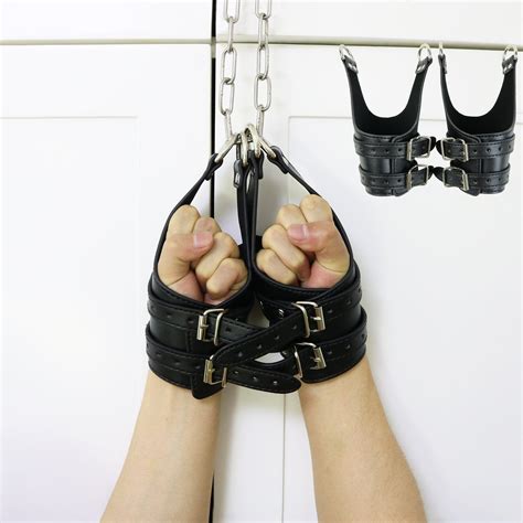 leather suspension wrist cuffs bdsm hanging bondage gear etsy