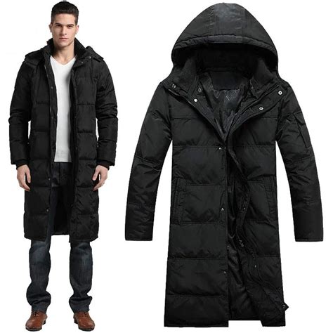 Hot Men Coat Winter Outdoors Long Trench Coat Down Jacket Thickening