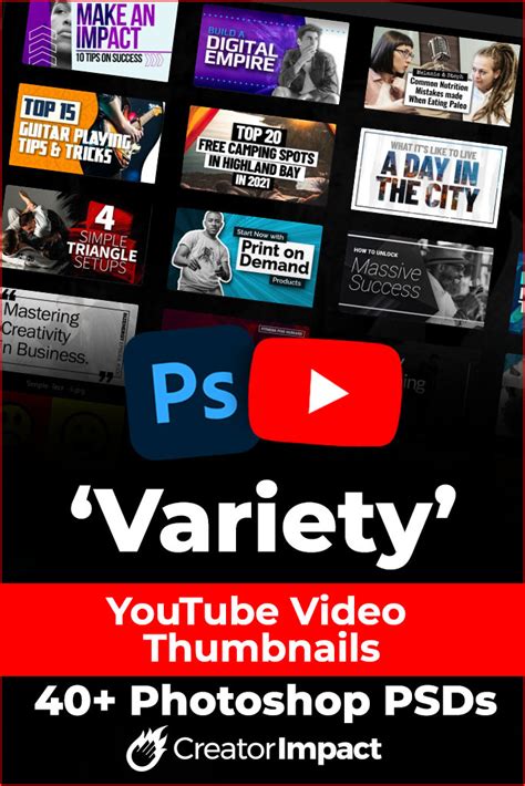‘variety Youtube Thumbnail Psd Template Pack Creator Impact