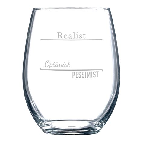 Realist Optimist Pessimist Stemless Wine Glass
