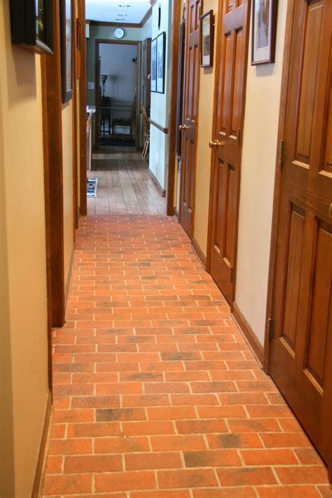 Traditional Antique Brick Tile Hallway Floor Marietta Color Mix