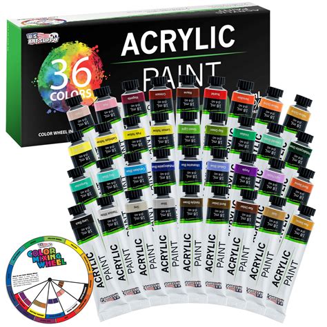 Professional 36 Color Art Acrylic Paint Set 18ml Tubes Artist Student