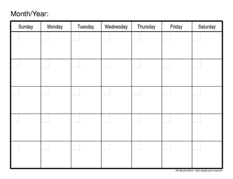 1 Month Calendar Template Free Printable Calendar Templates Weekly